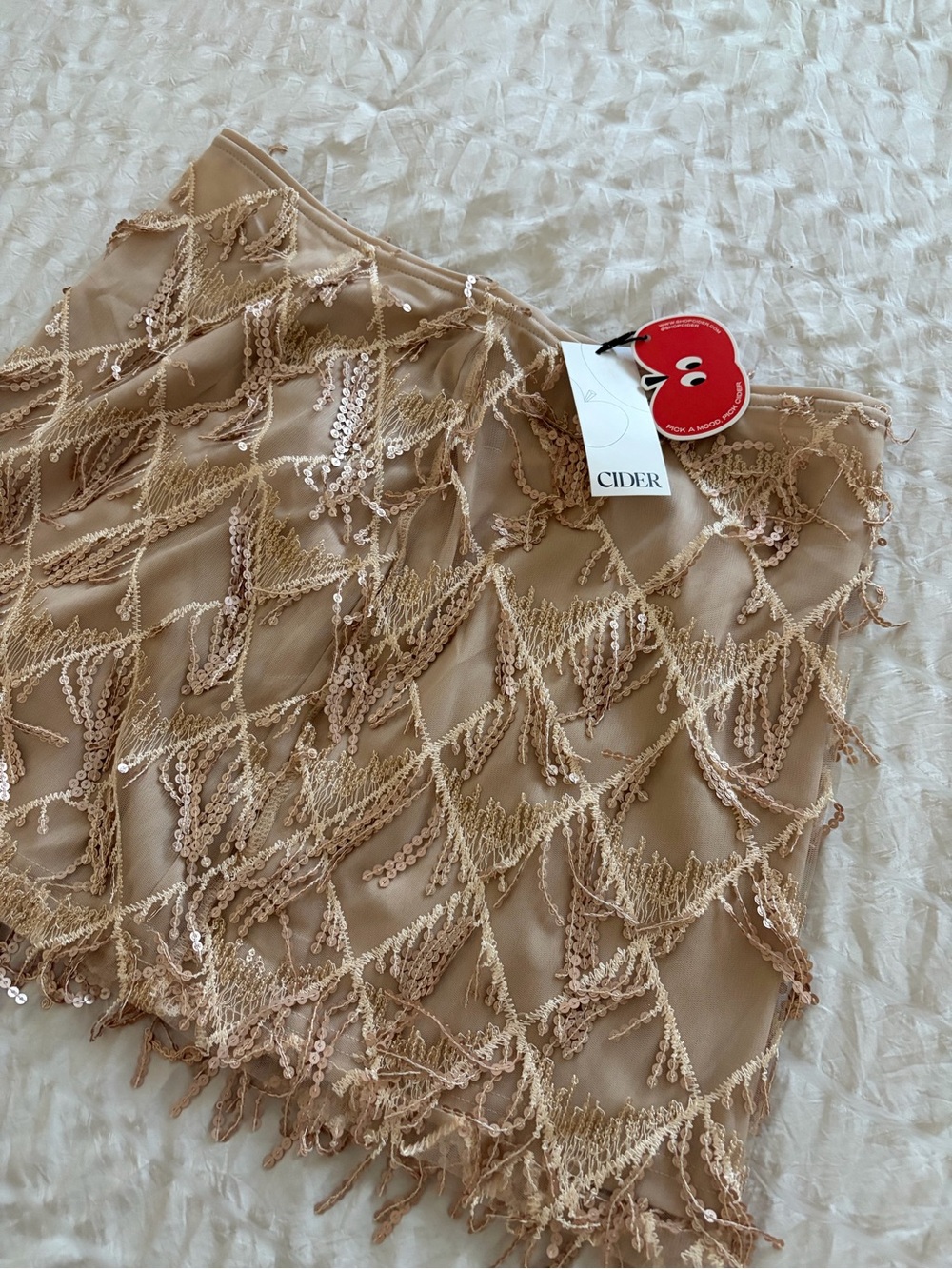 Cider Sequins Tassel Crop Cami Top and Skirt - Picture 5 of 6